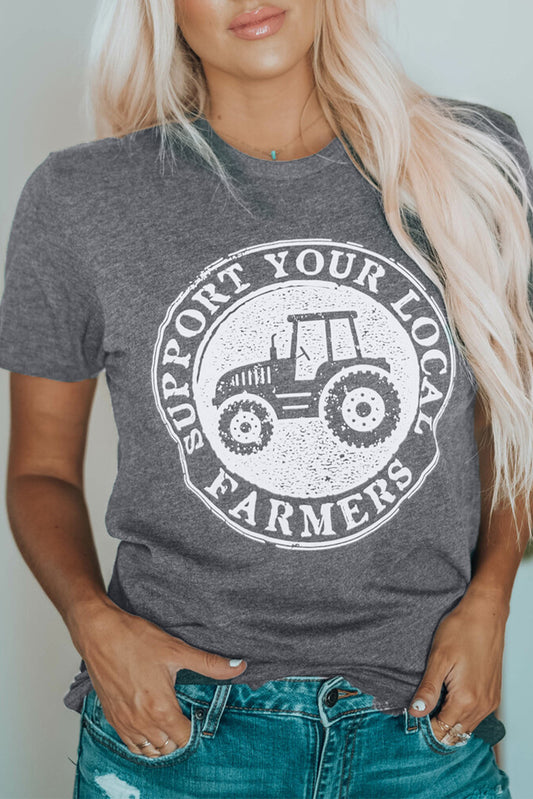 Gray SUPPORT YOUR LOCAL FARMERS Soft Graphic Tee