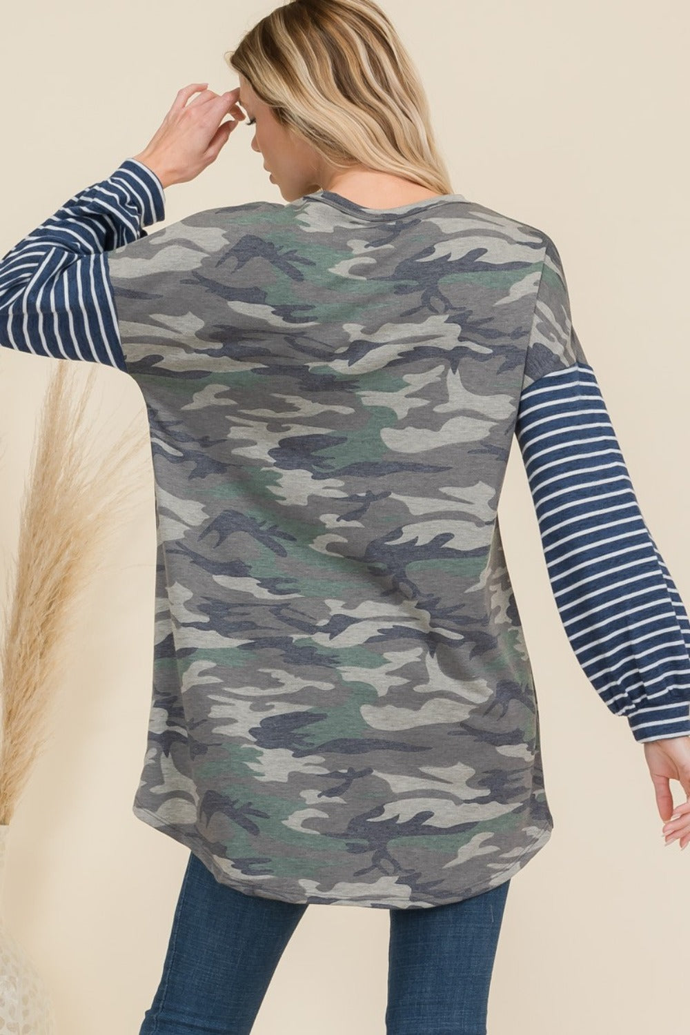 Camo Print with Stripe Sleeves