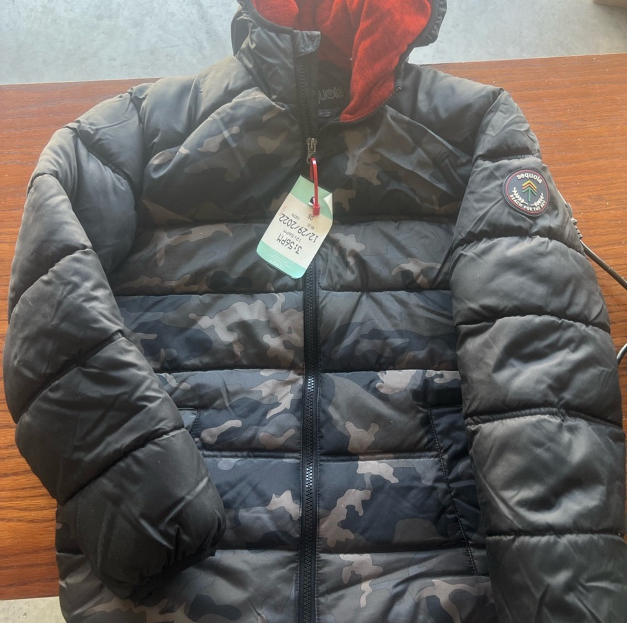 Black and Gray Camouflage Puffer Jacket