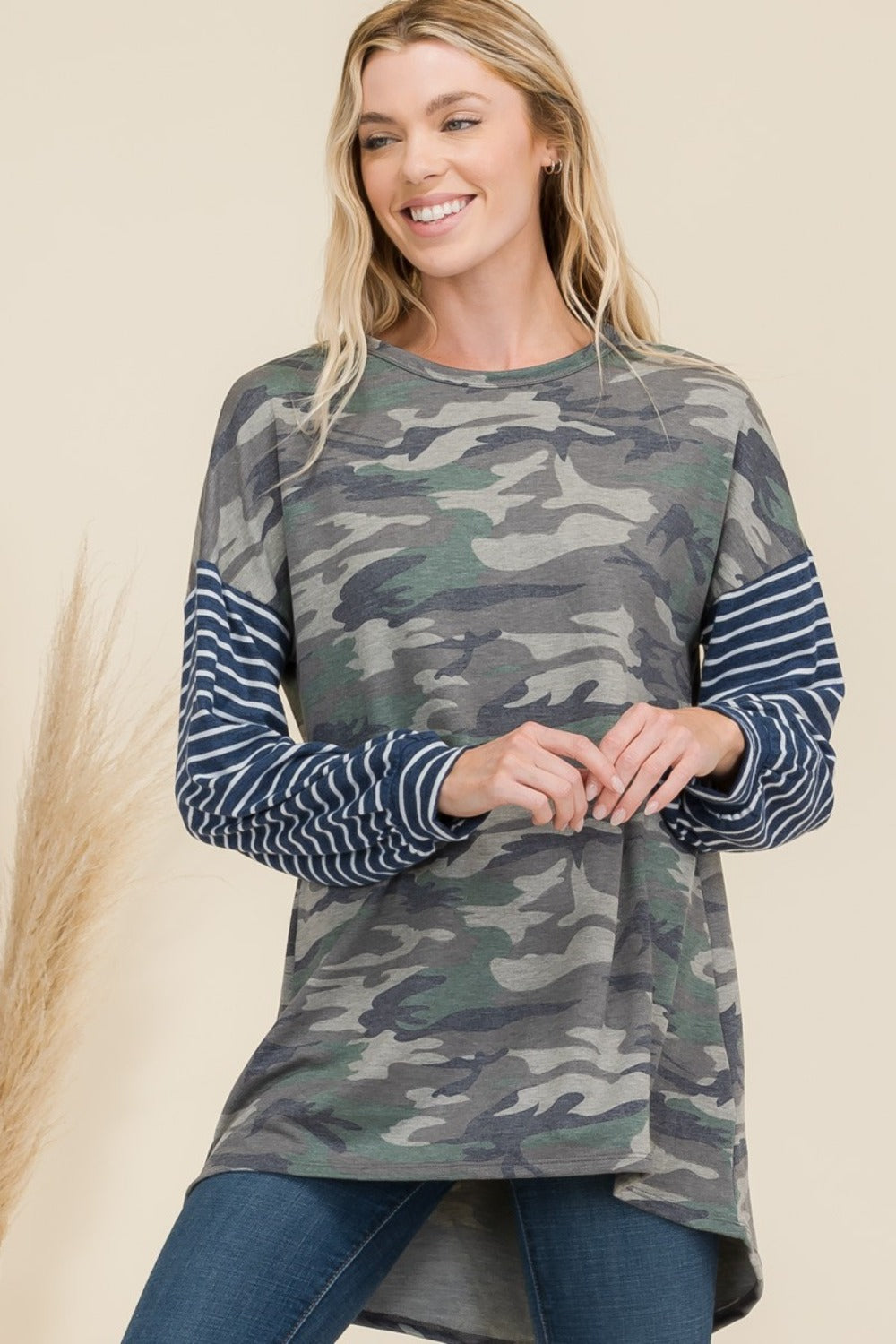 Camo Print with Stripe Sleeves