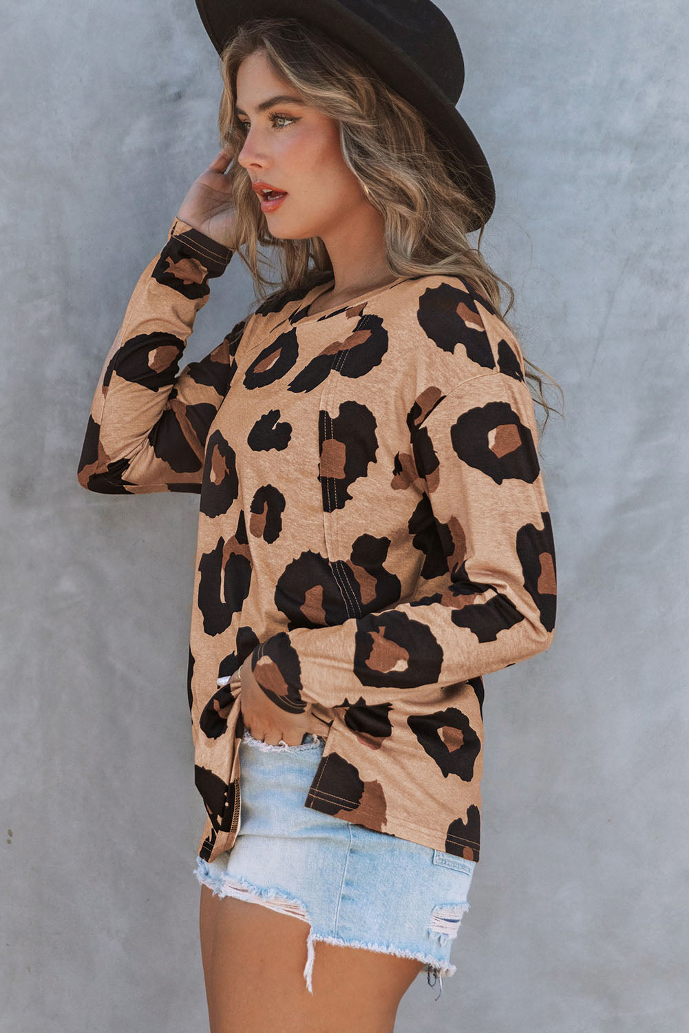 Leopard Print Long Sleeve Loose Top- 2 Color Options