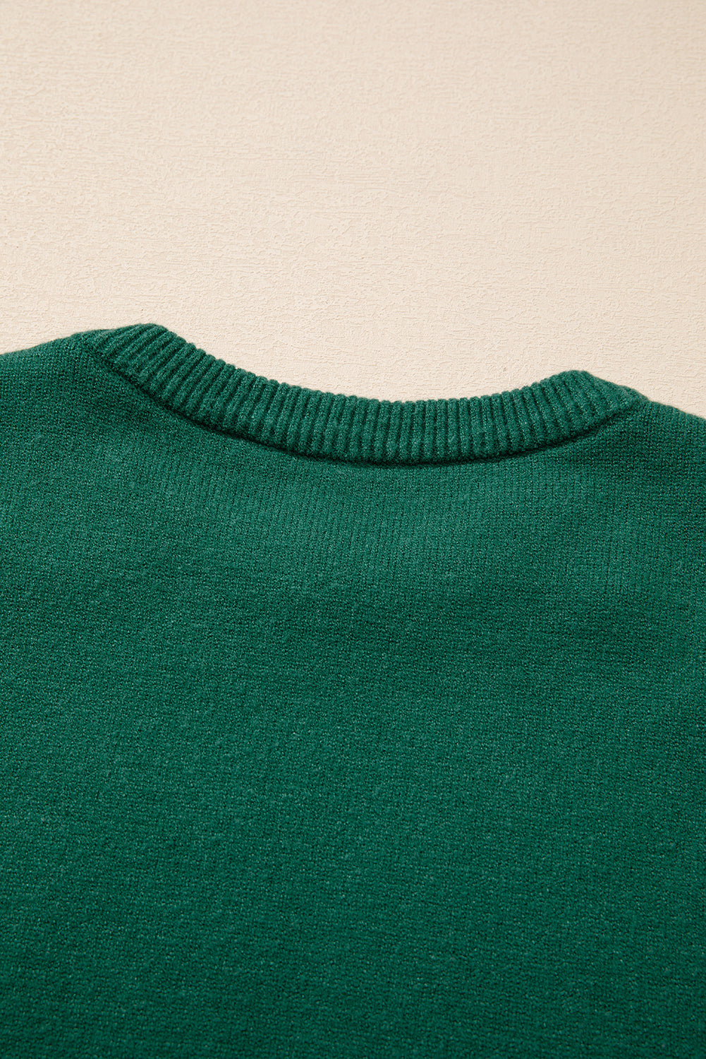 Evergreen Pearled Drop Shoulder Round Neck Sweater