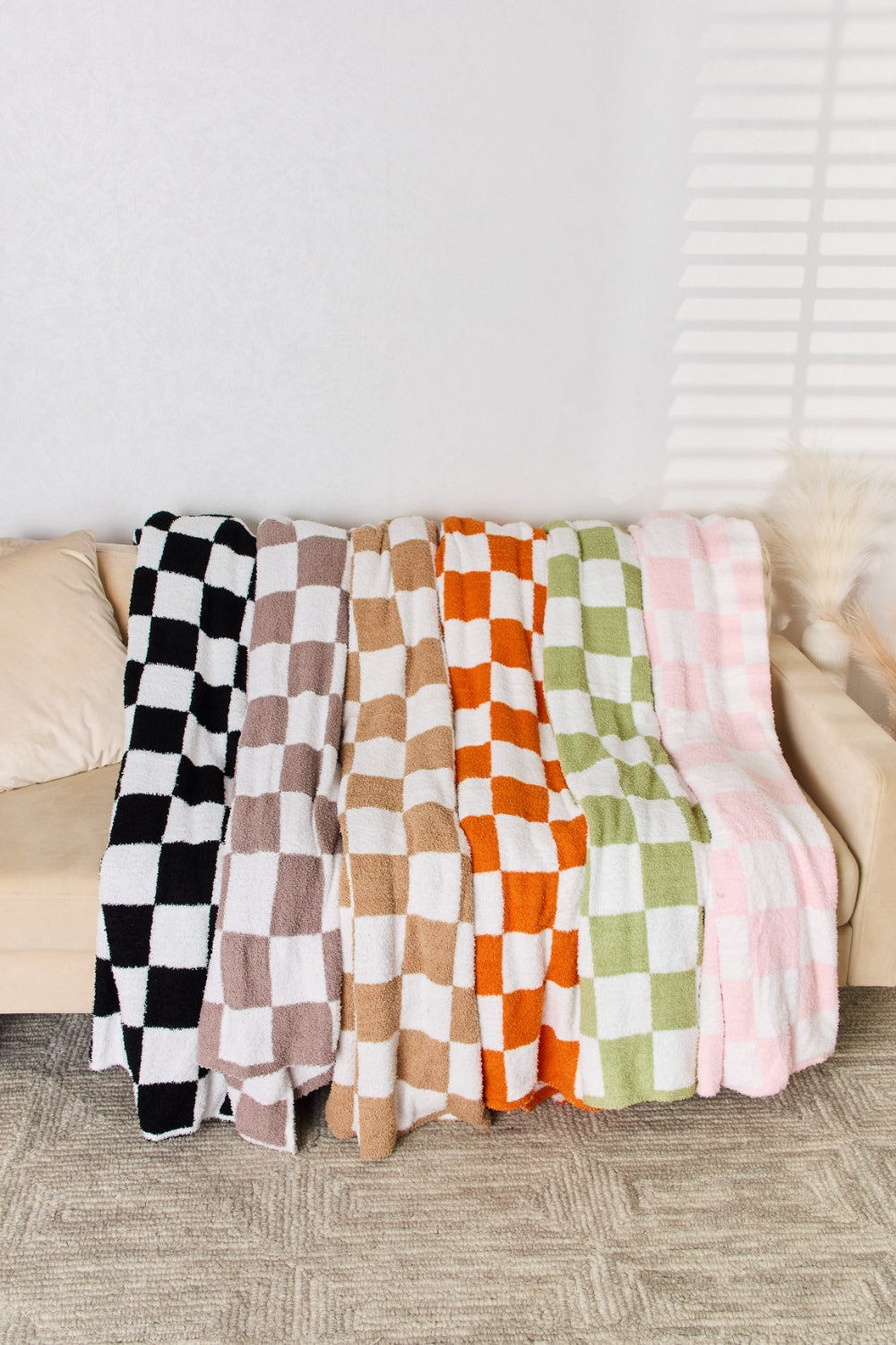 Checkered Decorative Throw Blanket-6 Color Options