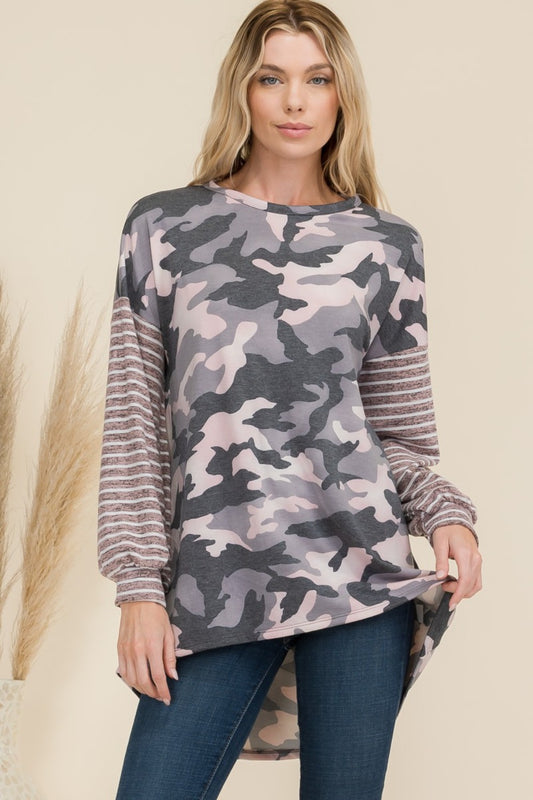 Camo Print with Stripe Sleeves